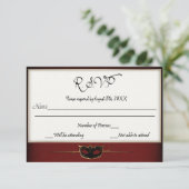 Rote und Goldmasquerade UAWG RSVP Karte (Stehend Vorderseite)