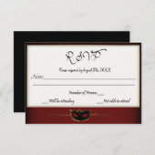 Rote und Goldmasquerade UAWG RSVP Karte (Vorne/Hinten)