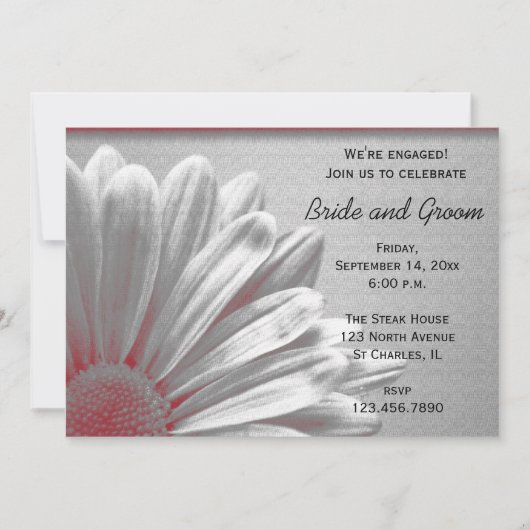 Rote und Graue Blumen Highlights Engagement Party Einladung (Vorderseite)