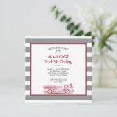 Rote und graue Feuerwehrfahrzeuge Einladung zum Ge (Stehend Vorderseite)