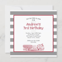 Rote und graue Feuerwehrfahrzeuge Einladung zum Ge