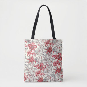 Rote und graue Hibiskus-Tropenblumen-Toile Tasche