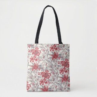Rote und graue Hibiskus-Tropenblumen-Toile Tasche