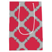 Rote und graue Quatrefolien Mittlere Geschenktüte (Rückseite)