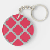 Rote und graue Quatrefolien Schlüsselanhänger (Rückseite)
