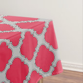 Rote und graue Quatrefolien Tischdecke (Beispiel)