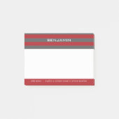 Rote und graue Rugby Streifen mit Individuelle Nam Post-it Klebezettel (Vorderseite)