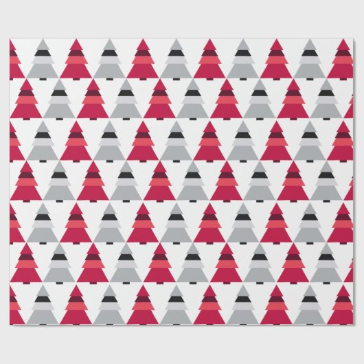 Rote und graue Weihnachtsbaumen Geschenkpapier (Flach)