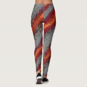 Rote und graue Wellen Leggings (Rückseite)