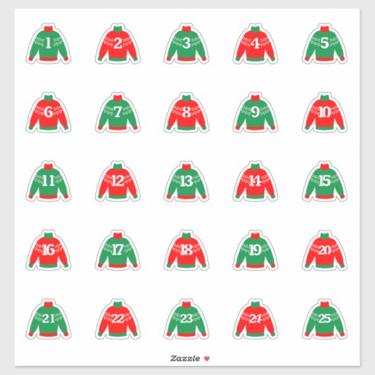 Rote und grüne Adventskleber Aufkleber (Blatt)