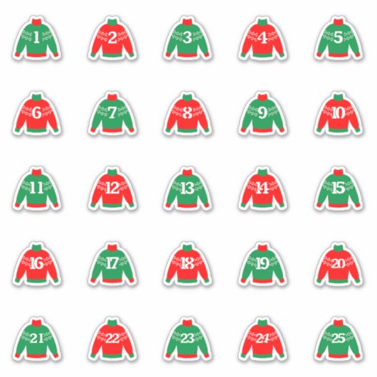 Rote und grüne Adventskleber Aufkleber (Vorderseite)
