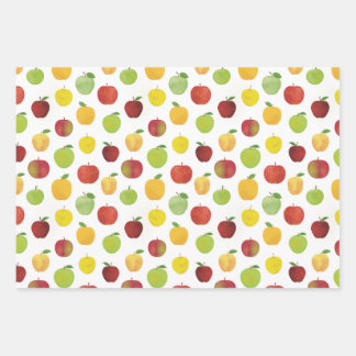 Rote und grüne Äpfel Fruchtmuster Geschenkpapier Set