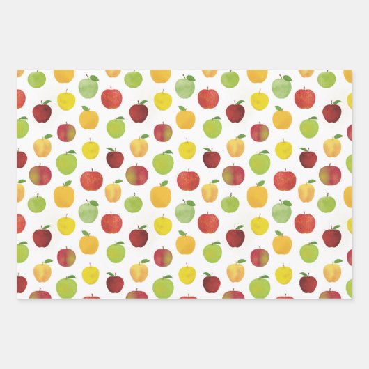 Rote und grüne Äpfel Fruchtmuster Geschenkpapier Set (Vorderseite 2)