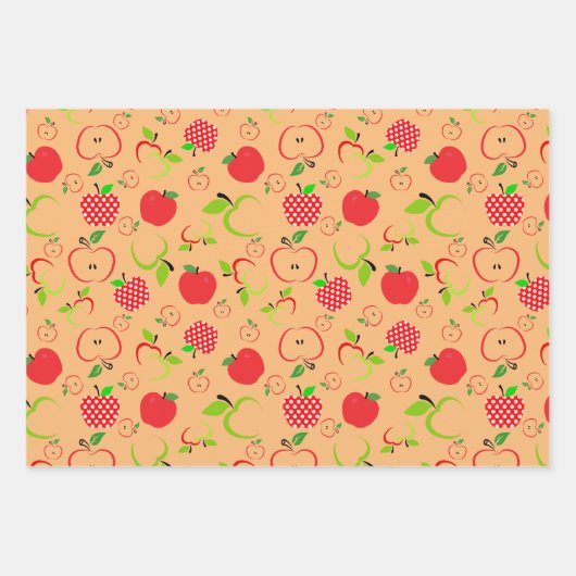 Rote und grüne Äpfel Geschenkpapier Set (Vorderseite 3)