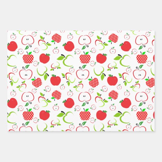 Rote und grüne Äpfel Geschenkpapier Set (Vorderseite)