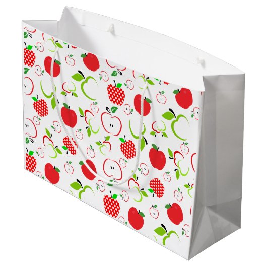 Rote und grüne Äpfel Große Geschenktüte (Rückseite Schrägansicht)