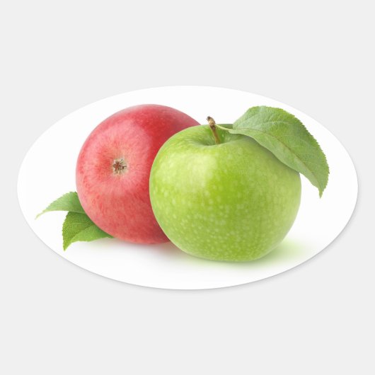 Rote und grüne Äpfel Ovaler Aufkleber (Vorderseite)