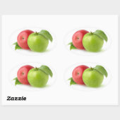Rote und grüne Äpfel Ovaler Aufkleber (Blatt)