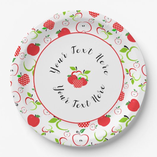 Rote und grüne Äpfel Pappteller (Vorderseite)