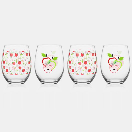 Rote und grüne Äpfel Weinglas Ohne Stiel (Hinten)