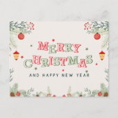 Rote und grüne Ästhetik frohe Weihnachten Postkarte (Vorderseite)