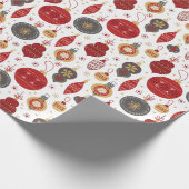 Rote und grüne Bauernschmuck Weihnachten Geschenkpapier (Ecke)