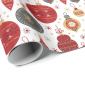 Rote und grüne Bauernschmuck Weihnachten Geschenkpapier (Rolleneckpunkt)