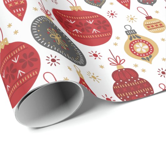 Rote und grüne Bauernschmuck Weihnachten Geschenkpapier (Rolleneckpunkt)