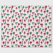 Rote und grüne Bäume mit Mädchen Geschenkpapier (Flach)