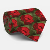 Rote und grüne Blume Neck Tie Krawatte (Gerollt)