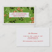 Rote und grüne Blume Vintages Blumenmuster Visitenkarte (Vorne/Hinten)