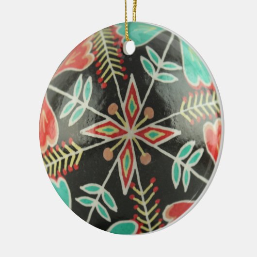 Rote und grüne Blumendekoration Keramik Ornament (Links)