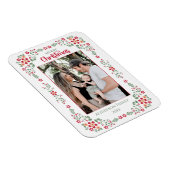Rote und grüne Blumenrahmen Foto Weihnachten Magnet (Rechte Seite)