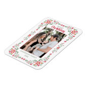 Rote und grüne Blumenrahmen Foto Weihnachten Magnet (Linke Seite)