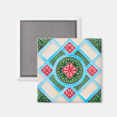 Rote und grüne Blumenzille Magnet (Vorderseite/Rückseite)
