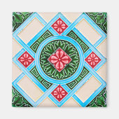 Rote und grüne Blumenzille Magnet (Vorne)