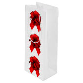 Rote und grüne Bows Weinbeutel Geschenktüte Für Weinflaschen (Vorderseite Schrägansicht)