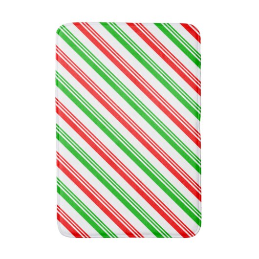 rote und grüne Candy Cane Streifen Badematte (Vorderseite Vertikal)