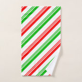 rote und grüne Candy Cane Streifen Badhandtuch Set (Handtuch)