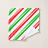 rote und grüne Candy Cane Streifen Badhandtuch Set (Waschlappen)