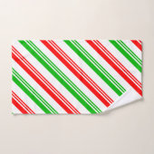 rote und grüne Candy Cane Streifen Badhandtuch Set (Handtuch)