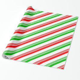 rote und grüne Candy Cane Streifen Geschenkpapier