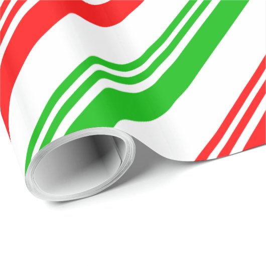 rote und grüne Candy Cane Streifen Geschenkpapier (Rolleneckpunkt)