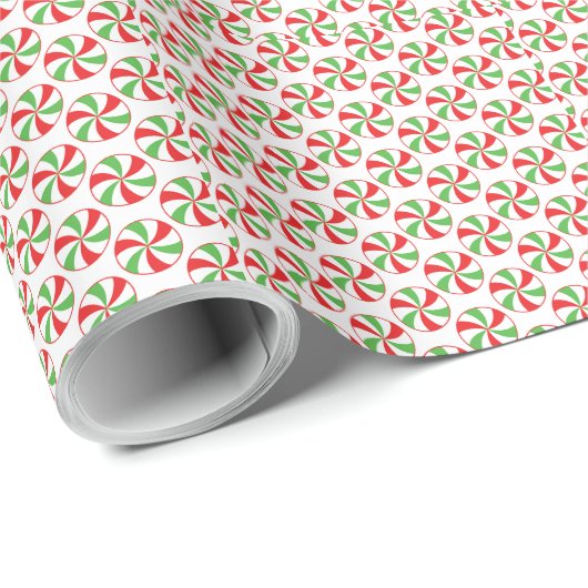 Rote und grüne Candy Cane Weihnachtspackpapier Geschenkpapier (Rolleneckpunkt)