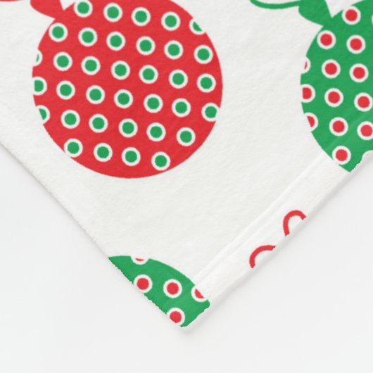 ROTE UND GRÜNE CHRISTMAS-ORNAMENTE FLEECEDECKE (Ecke)