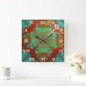 Rote und grüne Chromatische Fusionsuhr Quadratische Wanduhr (Zuhause)