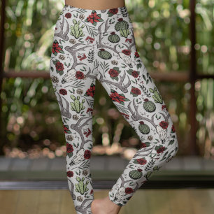 Rote und grüne Cowgirl Hirschschädel & Antler Leggings