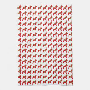 Rote und grüne dala Horse Kitchen Handtücher