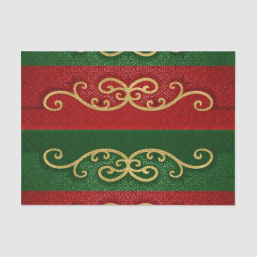 Rote und grüne Damaskus Elegante mit goldenen Akze Seidenpapier (Vorderseite)