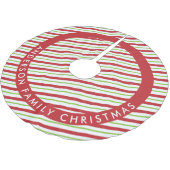 Rote und grüne Diagonal-Urlaubsstreifen Polyester Weihnachtsbaumdecke (Schrägansicht)